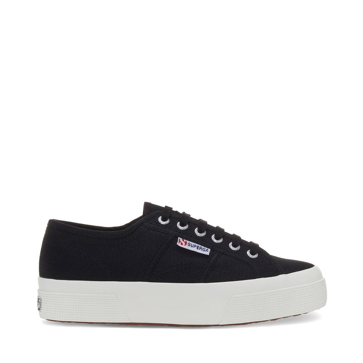 Sneakers unisex nere con plateau e tomaia in cotone 1