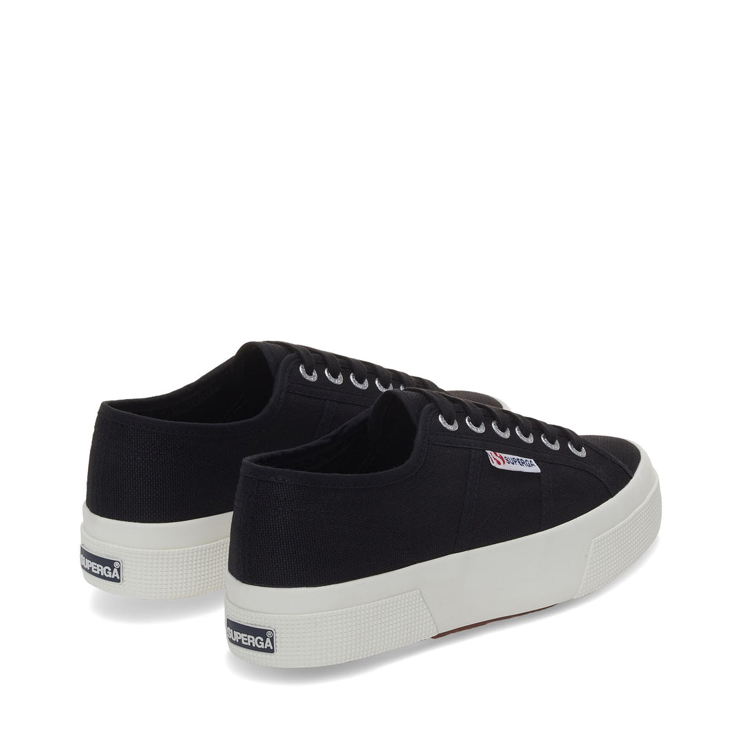 Sneakers unisex nere con plateau e tomaia in cotone main