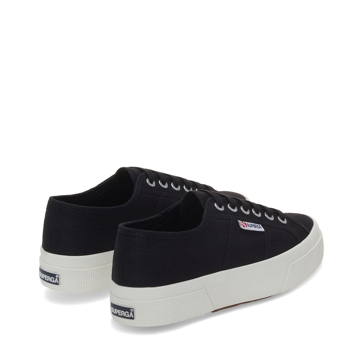 Sneakers unisex nere con plateau e tomaia in cotone 3