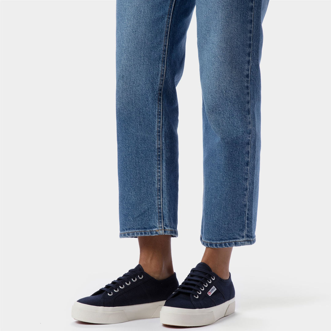 Baskets unisexes à plateforme bleu marine avec tige en coton main