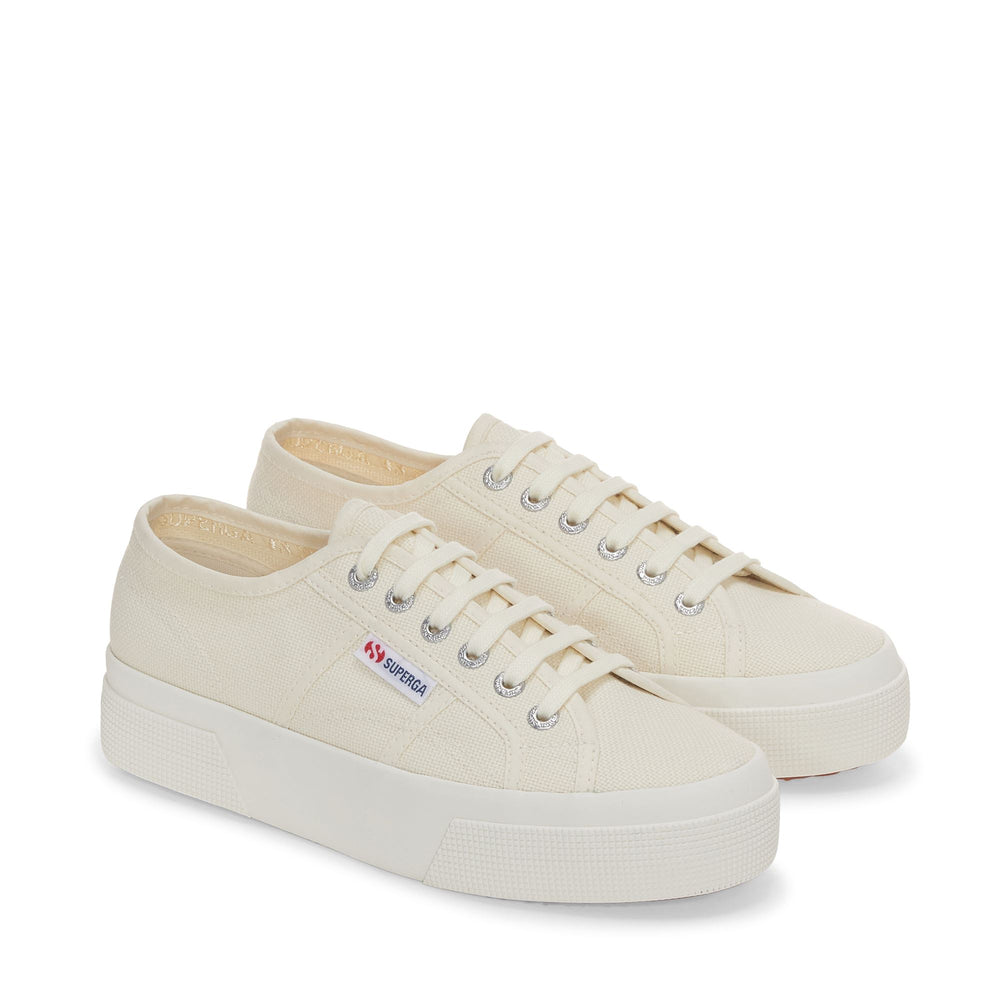 Unisex Beige Platform Sneakers with Cotton Upper 02