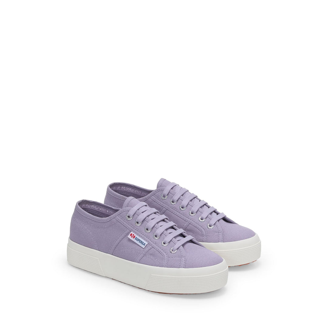 Unisex-Plateau-Sneaker in Violett mit Baumwoll-Obermaterial main