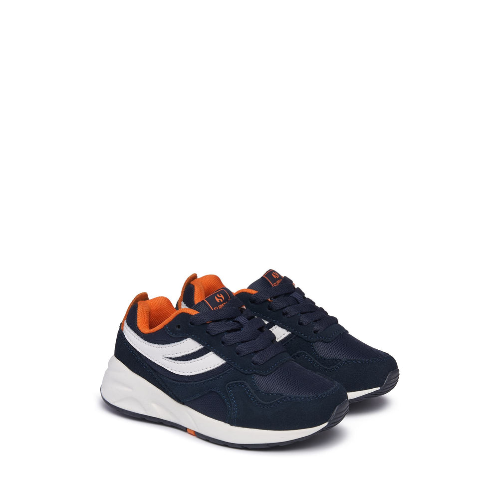 Sneakers basse per bambini in blu con tomaia in nylon 02