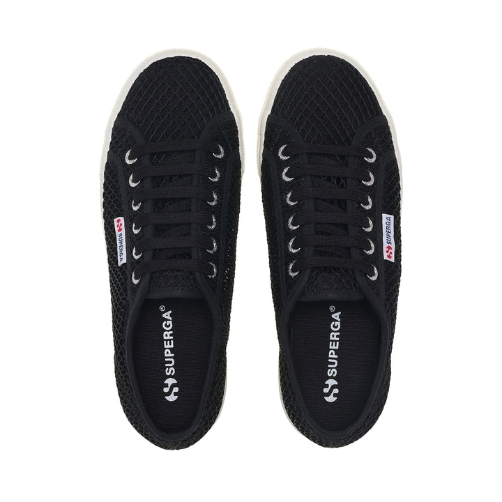 Sneakers con zeppa nere con tomaia in mesh 4