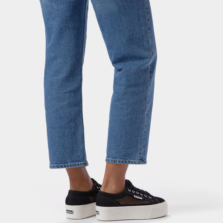 Sneakers con zeppa nere con tomaia in mesh 7