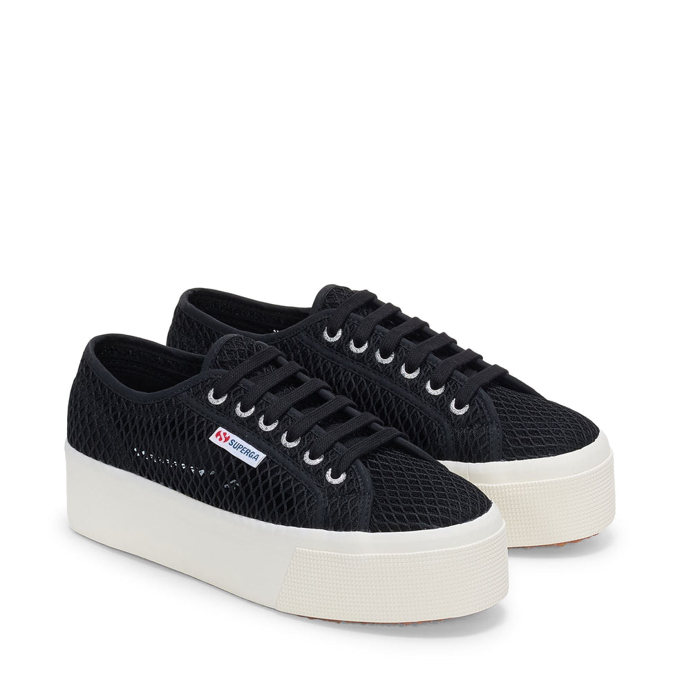 Wedge Sneakers in Black with Mesh Upper 02