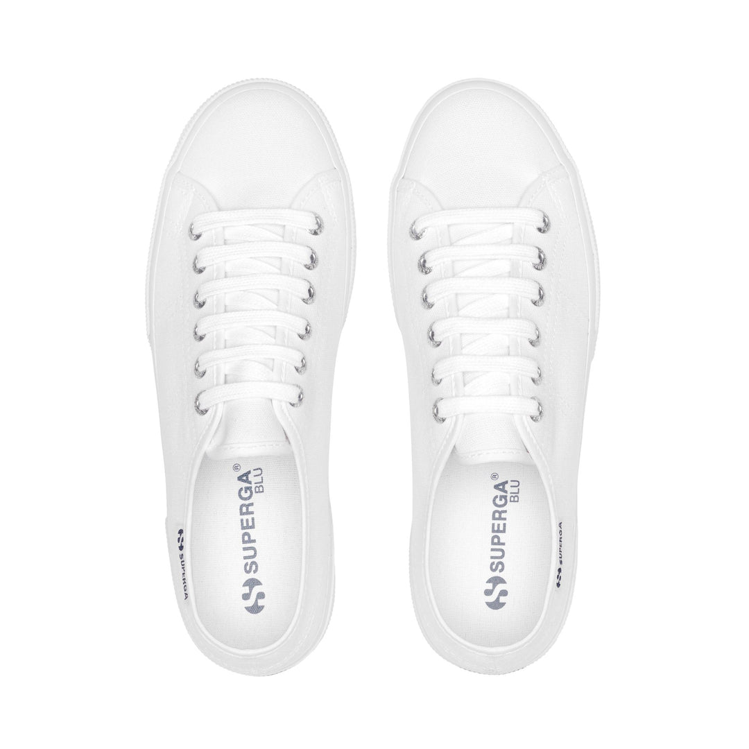 Woman's Platform White Sneakers with Cotton Upper main