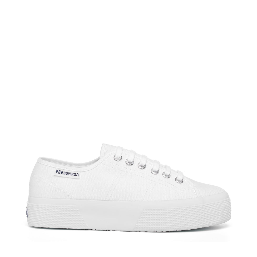 Woman's Platform White Sneakers with Cotton Upper 01
