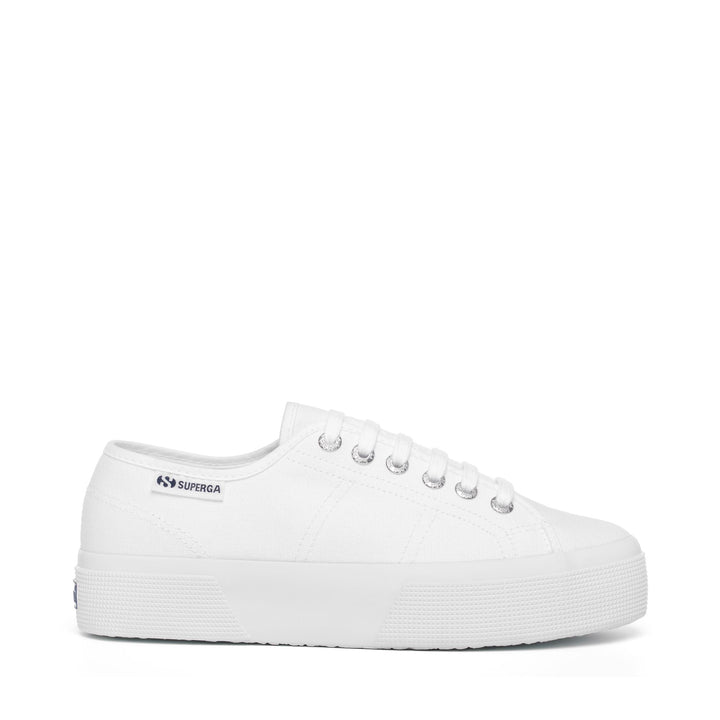 Woman's Platform White Sneakers with Cotton Upper 1