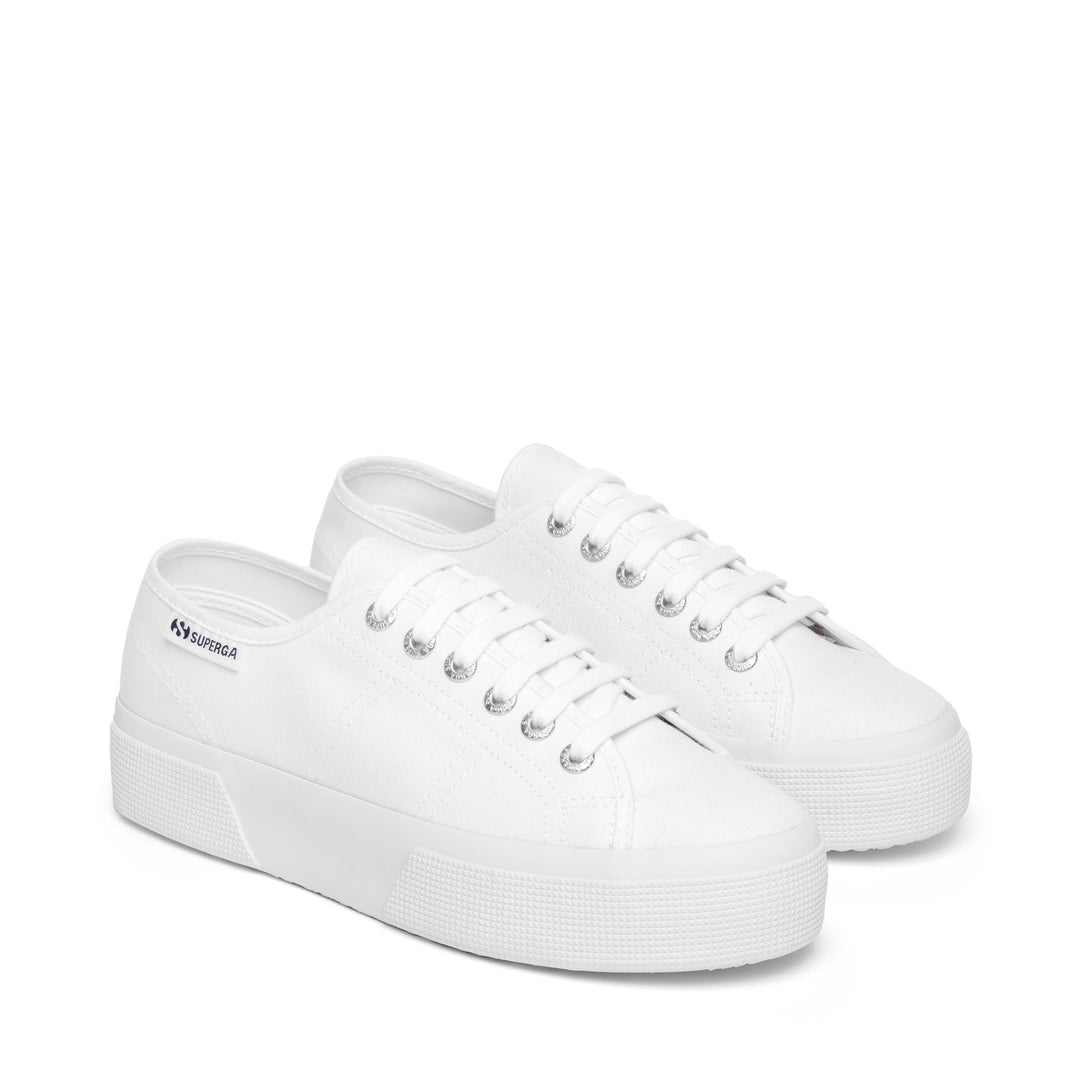 Woman's Platform White Sneakers with Cotton Upper main