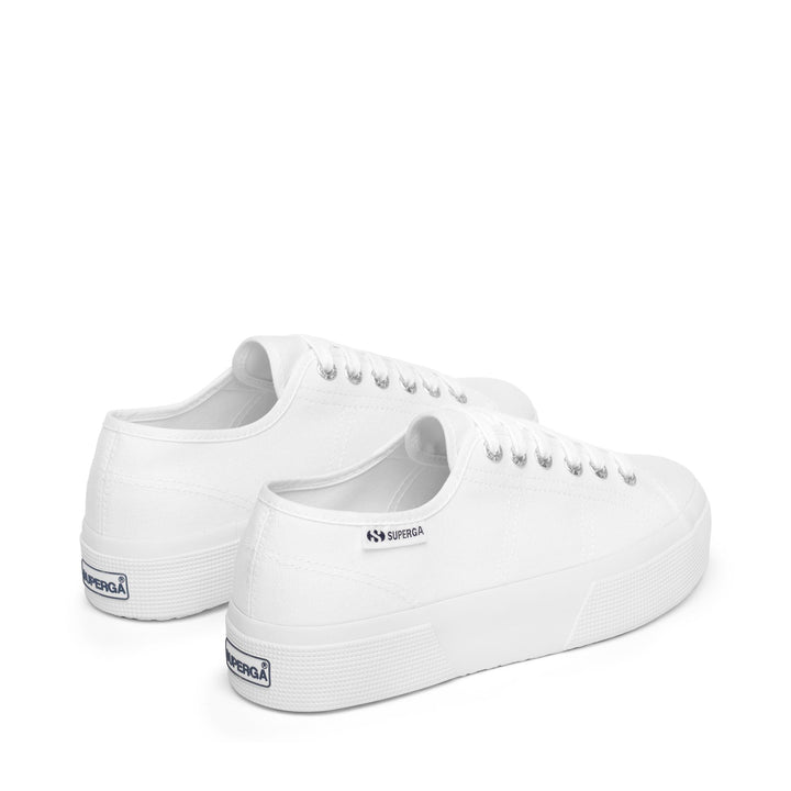 Woman's Platform White Sneakers with Cotton Upper 3