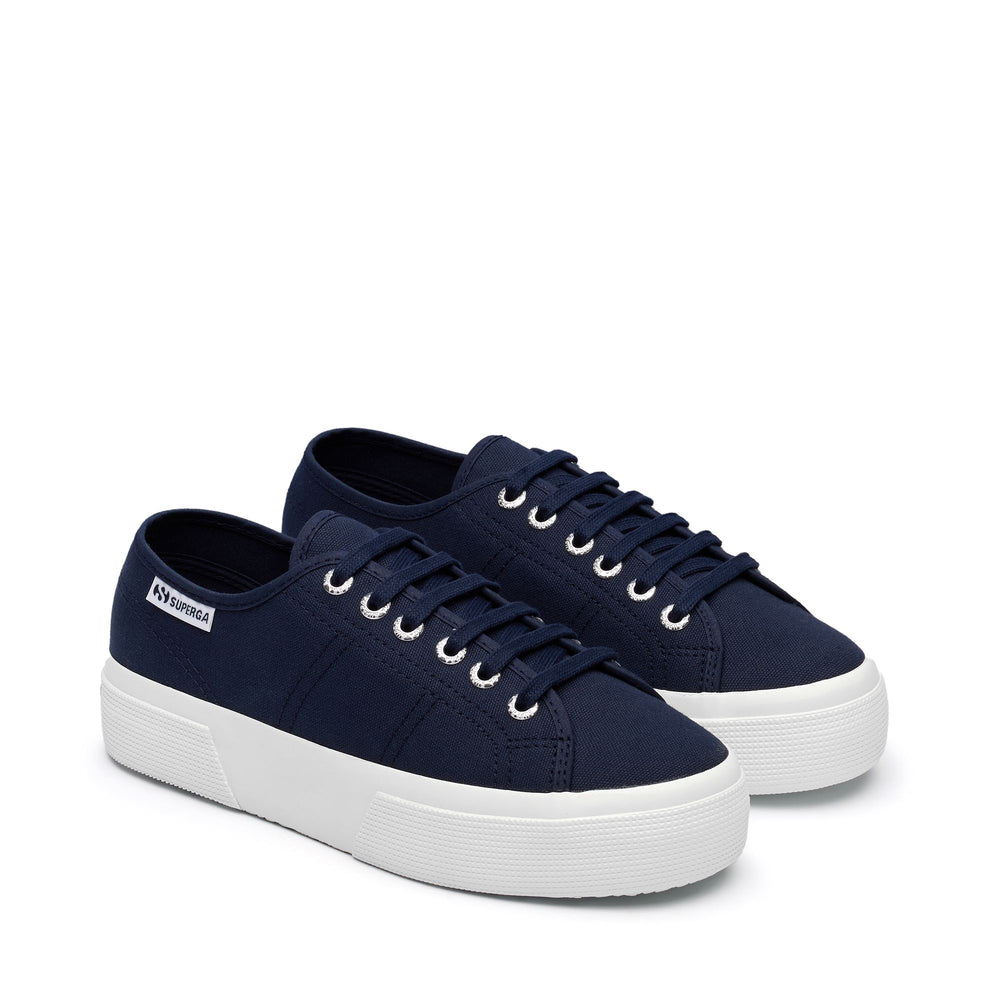 Woman's Platform Navy Sneakers with Cotton Upper 02