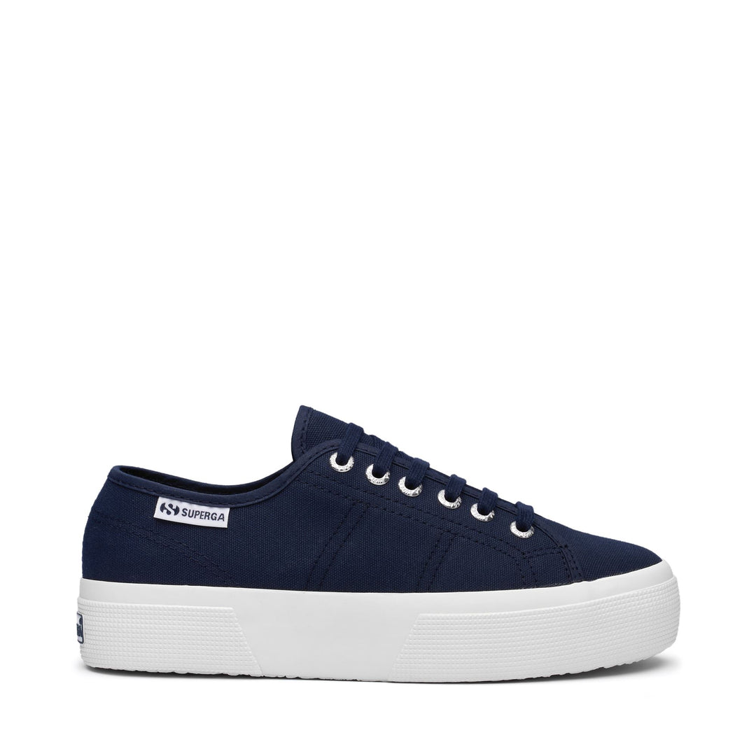Woman's Platform Navy Sneakers with Cotton Upper 01