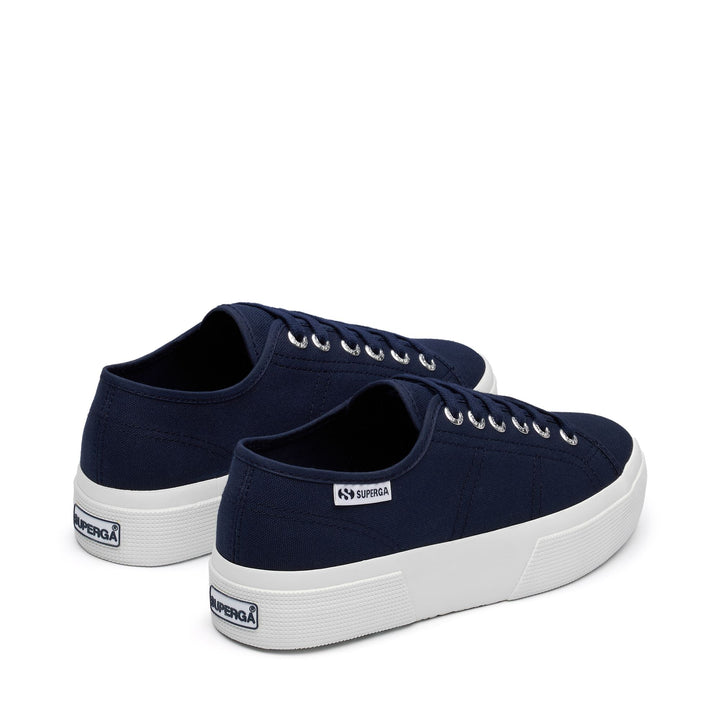 Woman's Platform Navy Sneakers with Cotton Upper 3