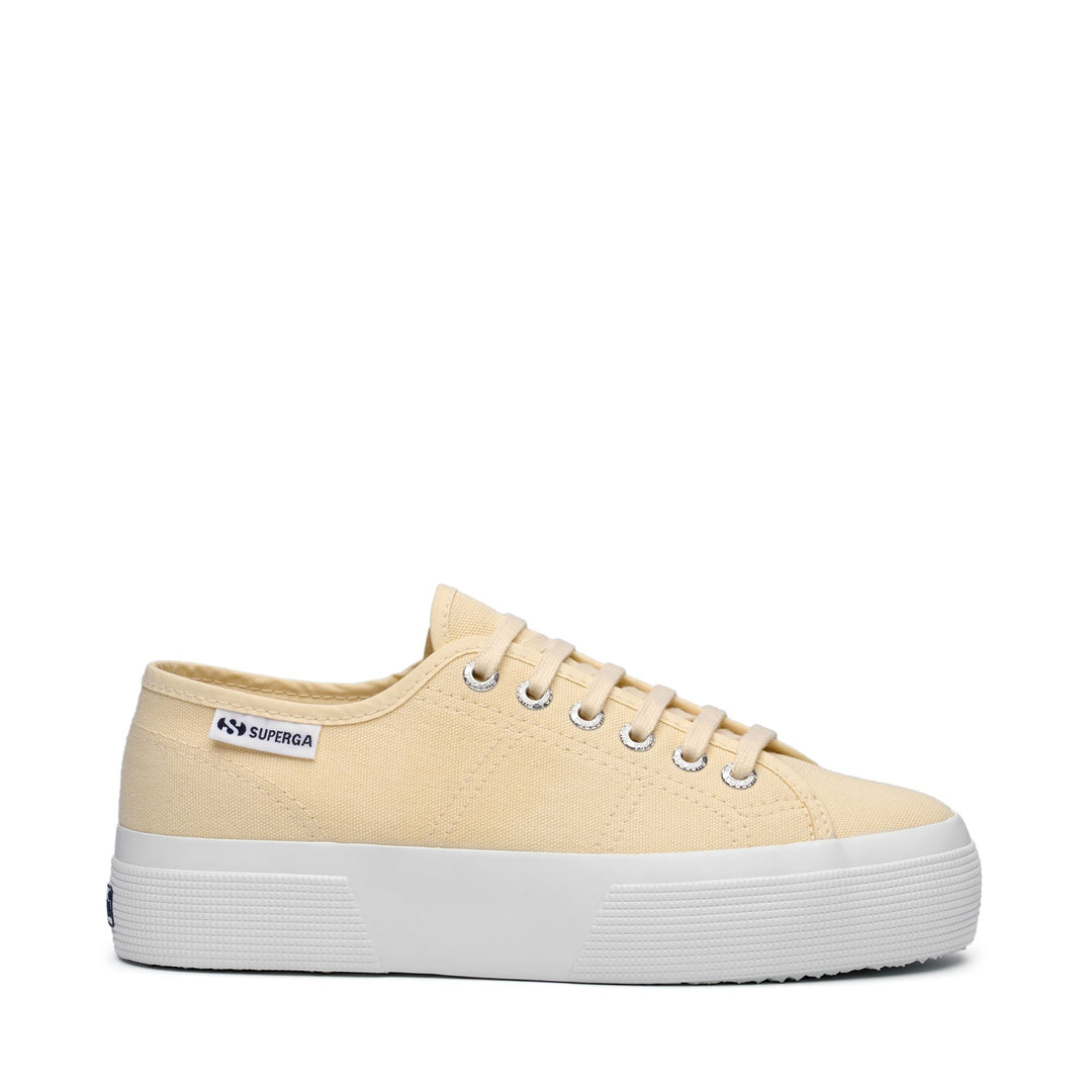 Woman's Platform Beige Sneakers with Cotton Upper 01