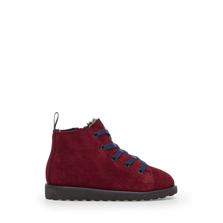 Kid's Red Ankle Boots with Suede Upper 1