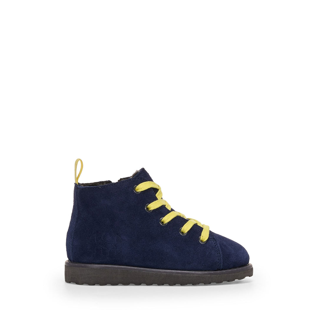 Stivaletti blu per bambini con tomaia in pelle scamosciata 01