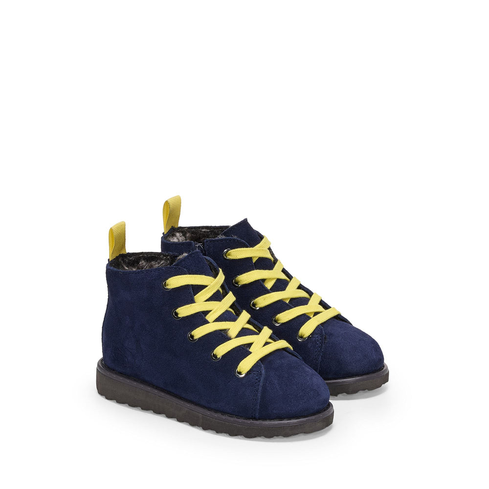 Stivaletti blu per bambini con tomaia in pelle scamosciata 02
