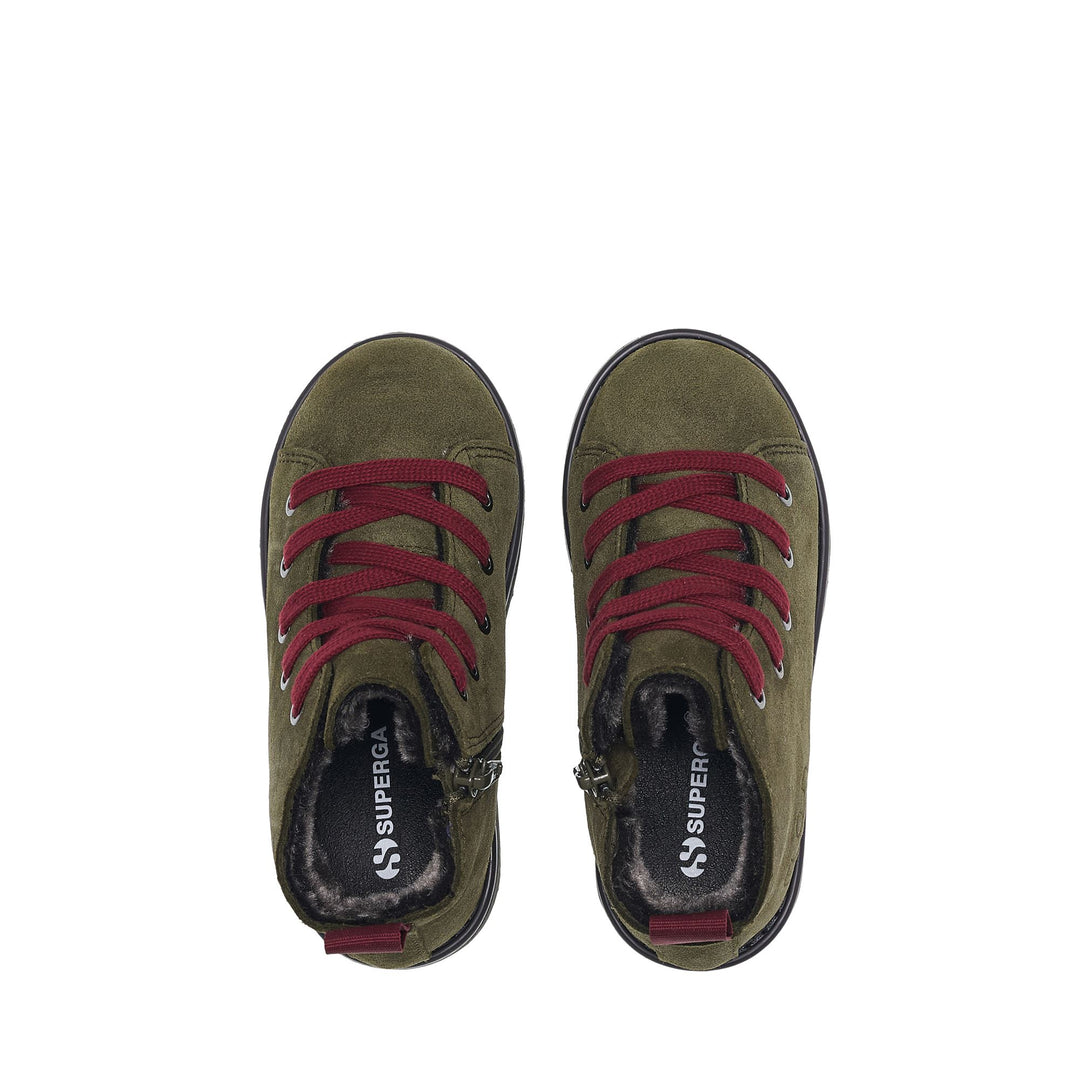 Botines verdes para niños con parte superior de ante main