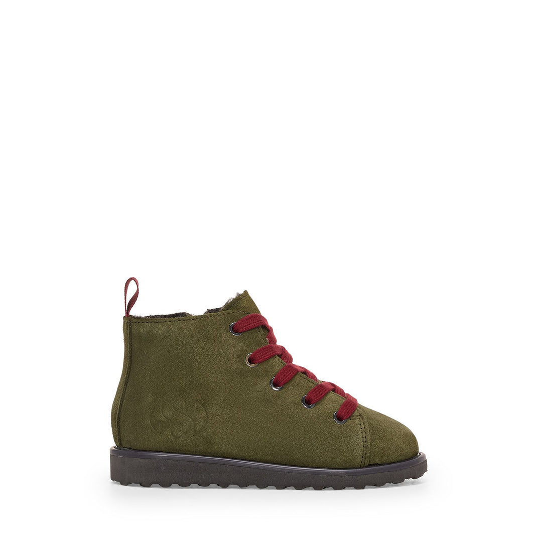 Kid's Green Ankle Boots with Suede Upper 01