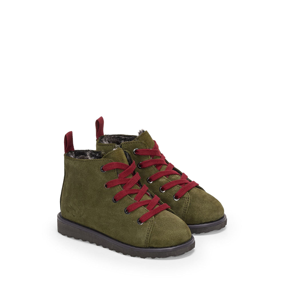 Kid's Green Ankle Boots with Suede Upper 02