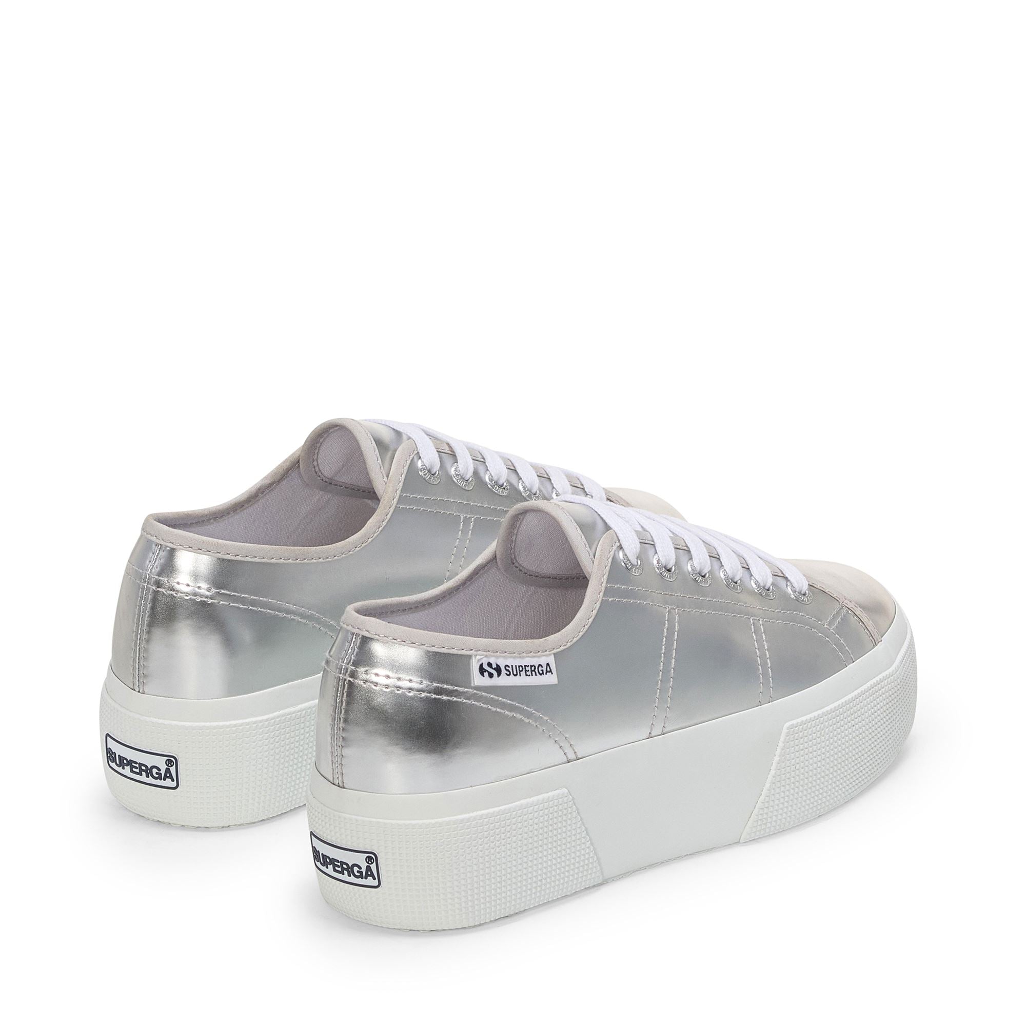 Woman's Silver Platform Sneakers with Synthetic Upper | Superga