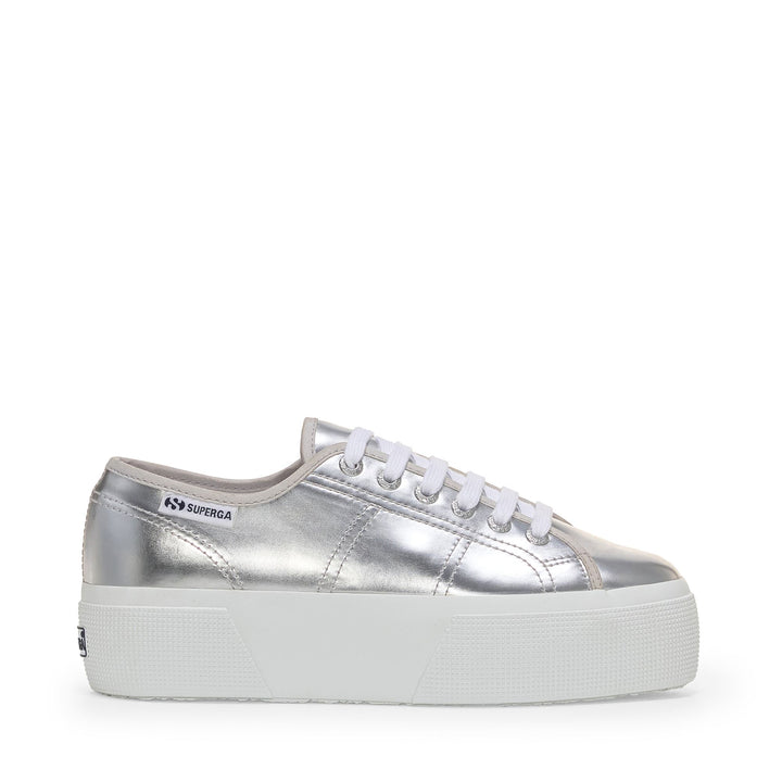 Woman's Silver Platform Sneakers with Synthetic Upper 1