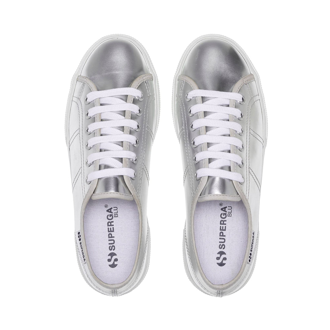 Woman's Silver Platform Sneakers with Synthetic Upper main