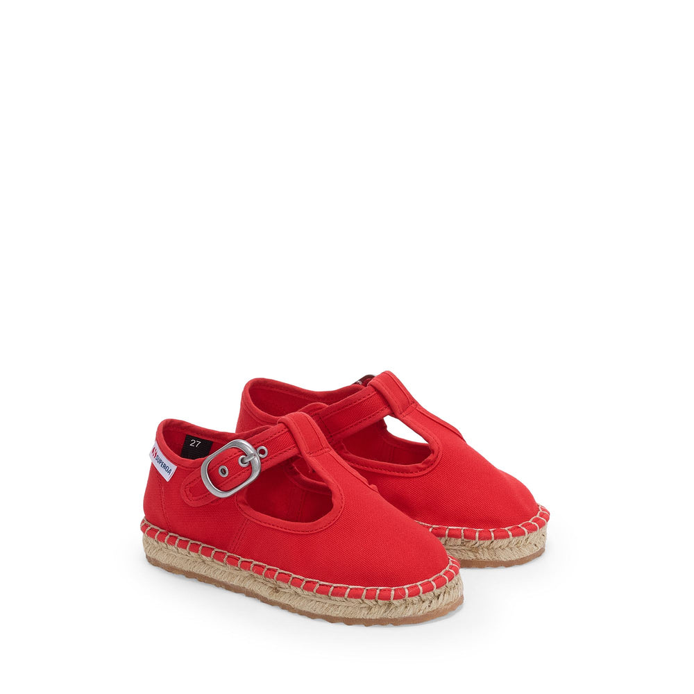 Espadrillas rosse da bambina con tomaia in cotone 02