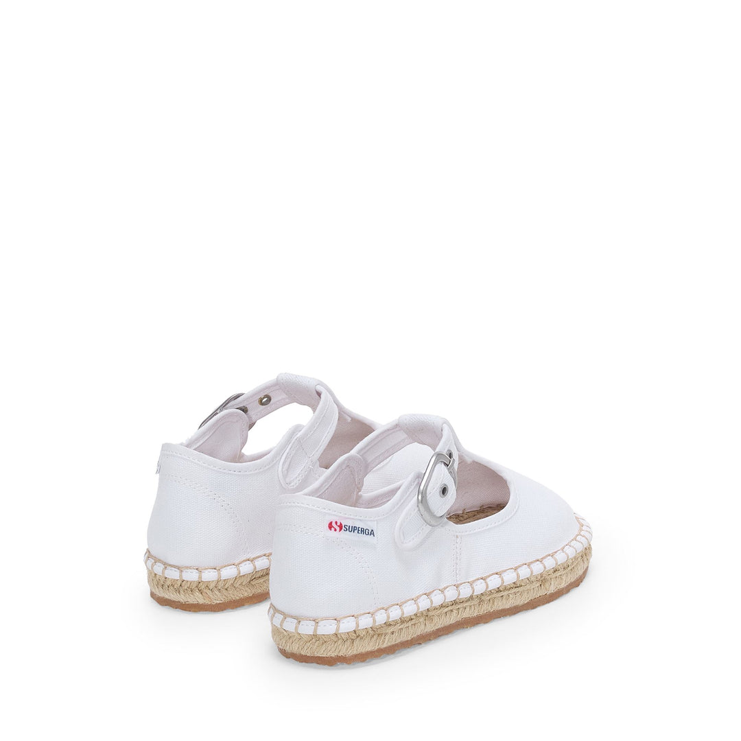 Girl's White Low Heel Espadrilles with Cotton Upper main