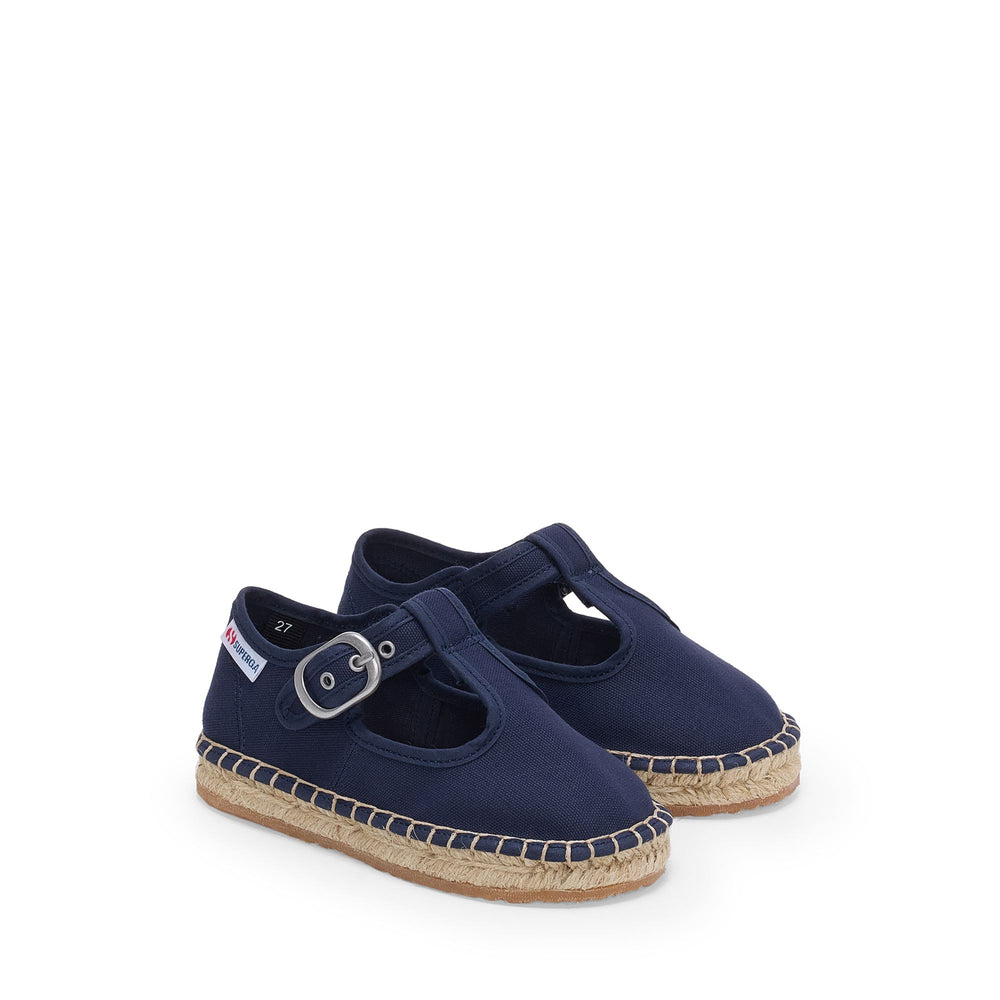 Espadrillas blu da bambina con tomaia in cotone 02