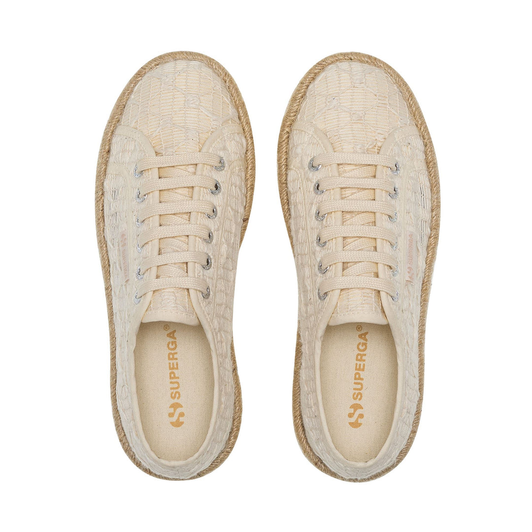 Weiße Damen-Plateau-Sneaker mit Baumwoll-Obermaterial main