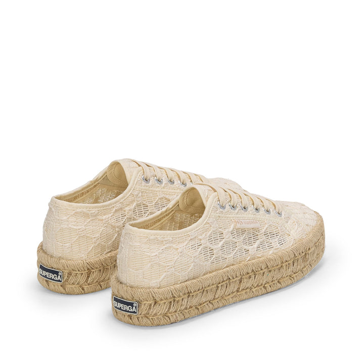 Weiße Damen-Plateau-Sneaker mit Baumwoll-Obermaterial 3