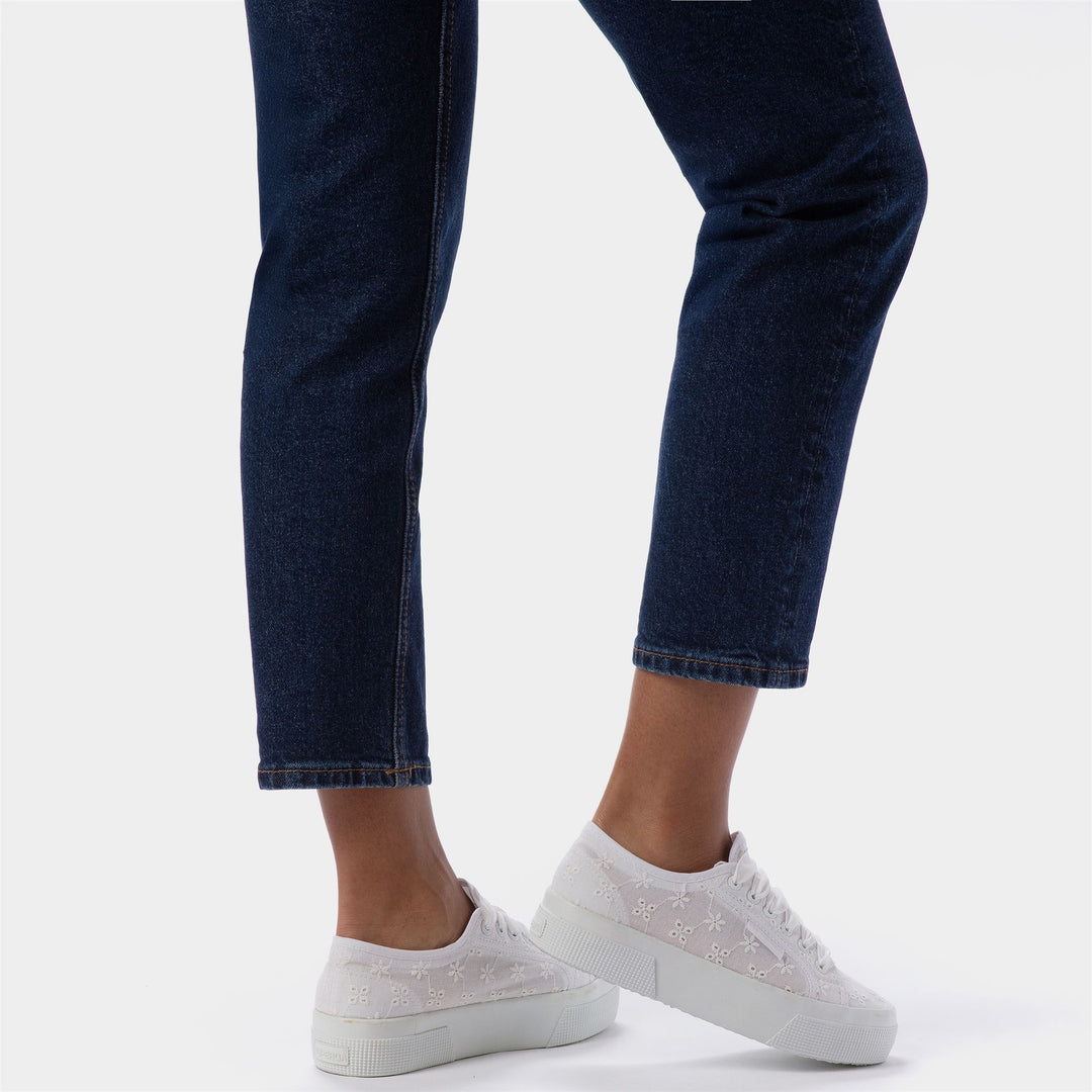 Baskets blanches à plateforme pour femme avec tige en coton main