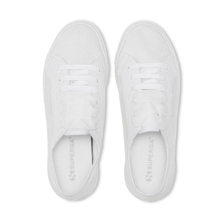 Baskets blanches à plateforme pour femme avec tige en coton 4