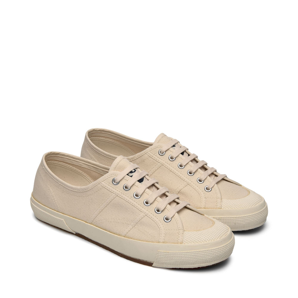 Sneakers basse unisex beige con tomaia in cotone 02