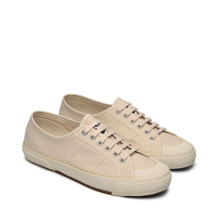 Sneakers basse unisex beige con tomaia in cotone 2