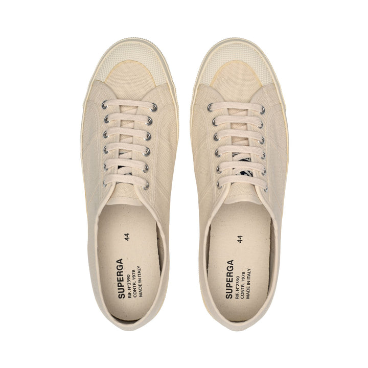Sneakers basse unisex beige con tomaia in cotone 5
