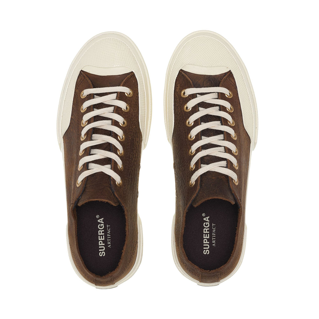 2432 WORKS ELEPHANT TUMBLED LEATHER - Sneakers - Low Cut - Unisex - Umber Brown-Off White main