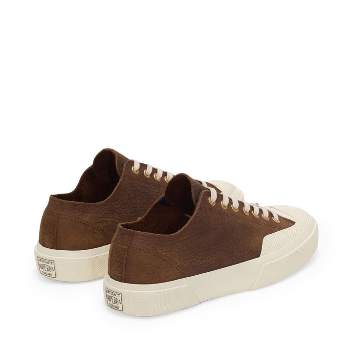 2432 WORKS ELEPHANT TUMBLED LEATHER - Sneakers - Low Cut - Unisex - Umber Brown-Off White 3