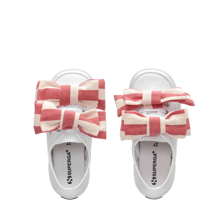 2750 KIDS COTTON RIBBON - Le Superga - Low Cut - Girl - WHITE-OFFWHITE-RED 4