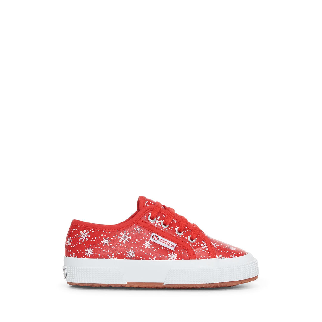 Sneakers basse per bambini in rosso con tomaia in cotone 01