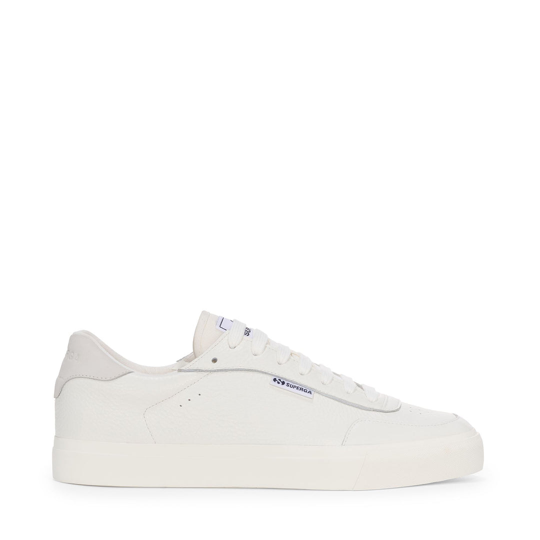 Zapatillas blancas unisex de corte bajo con parte superior de cuero 01
