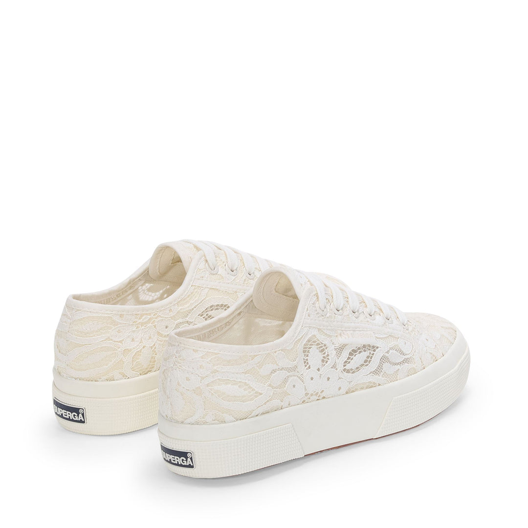 Sneakers bianche con plateau da donna e tomaia in pizzo macramè main