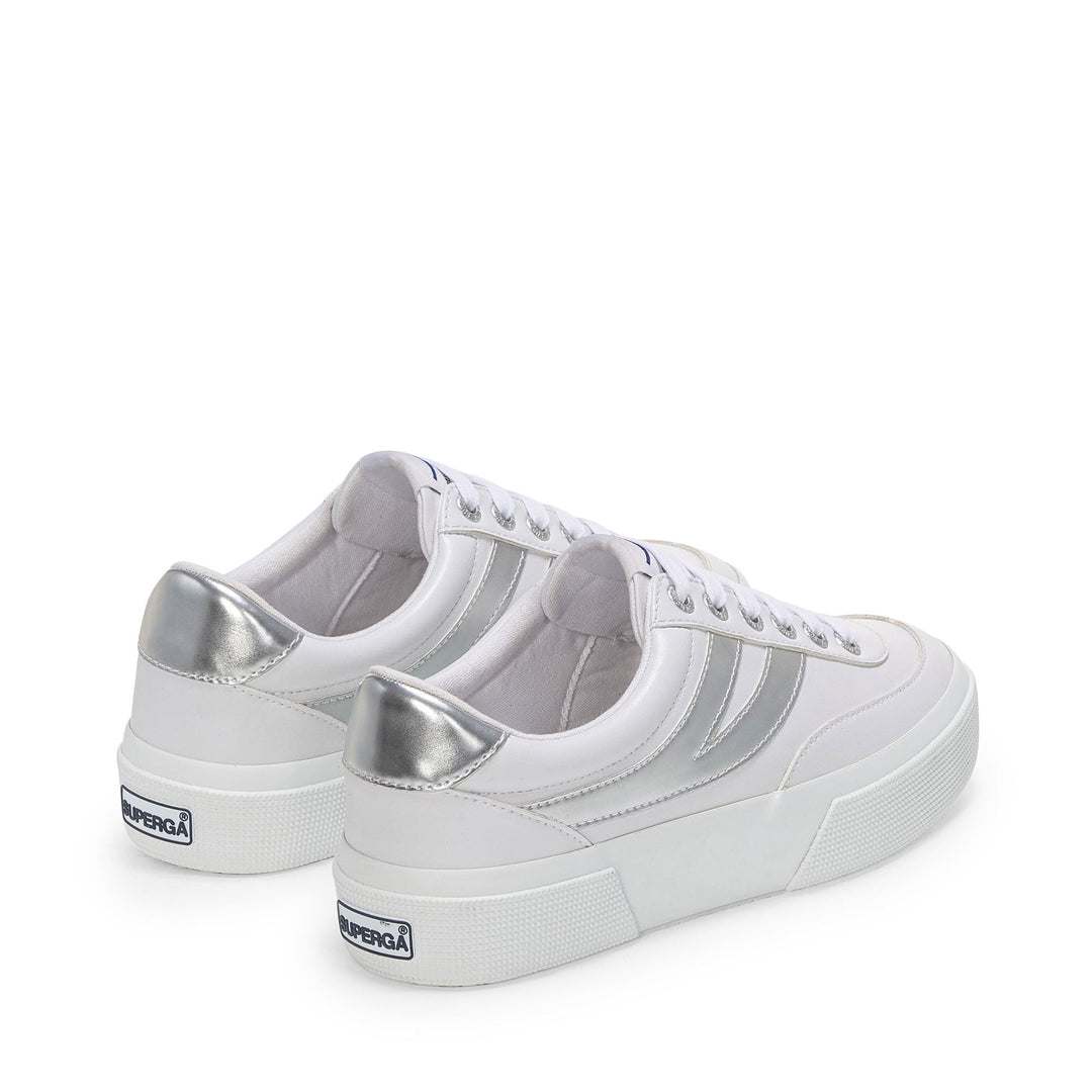 Weiße Plateau-Sneakers für Damen mit Obermaterial aus Synthetik main