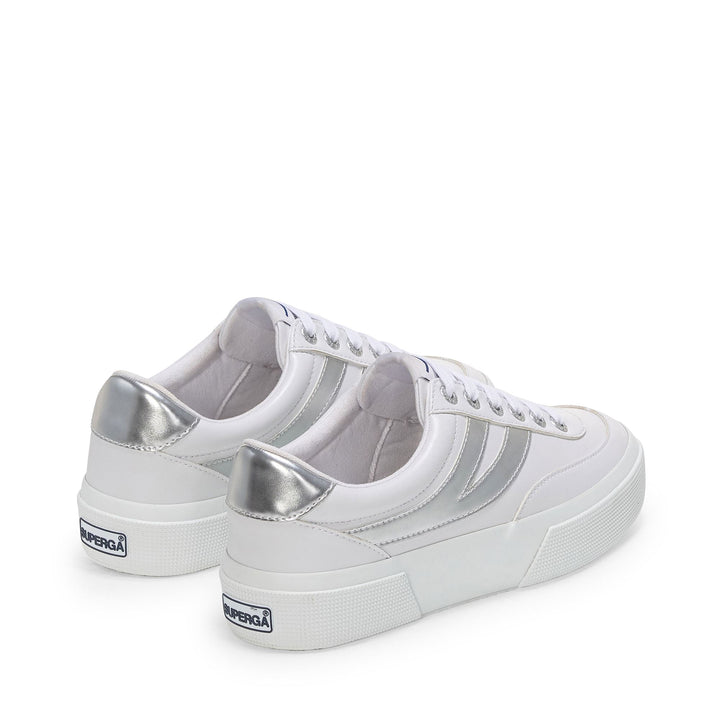 Weiße Plateau-Sneakers für Damen mit Obermaterial aus Synthetik 3