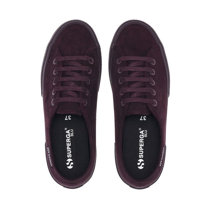 Zapatillas bajas burdeos para mujer con parte superior de microfibra 4