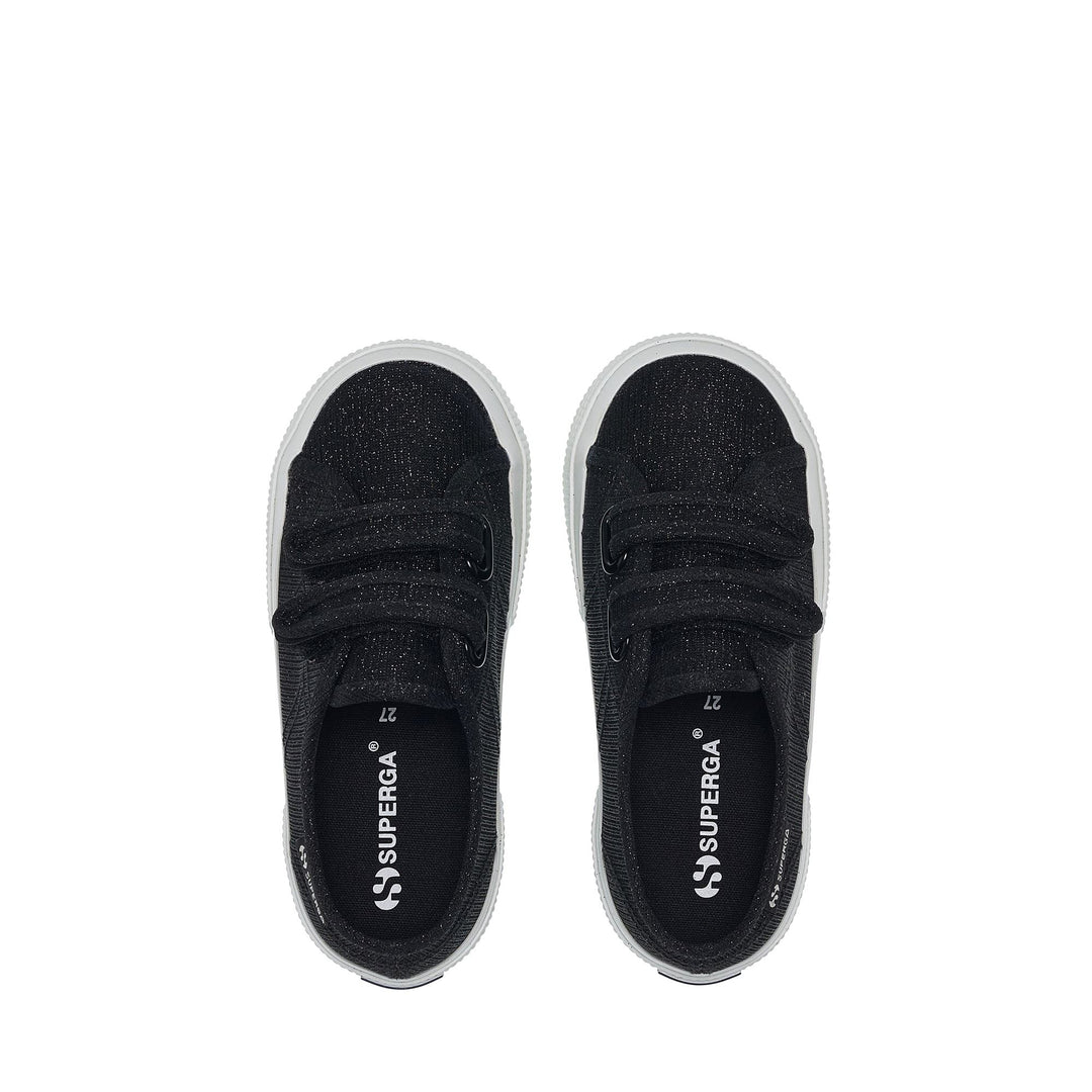 Girl's Low Cut Black Sneakers with Jersey Lamé Upper main