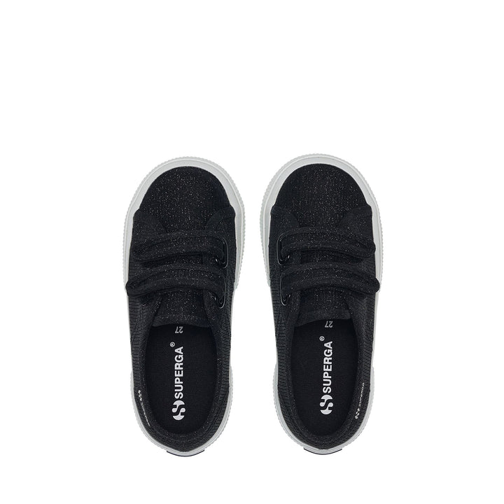 Girl's Low Cut Black Sneakers with Jersey Lamé Upper 4
