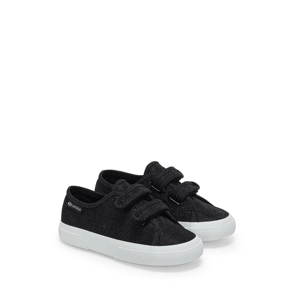 Sneakers basse nere da bambina con tomaia in jersey lamé 02